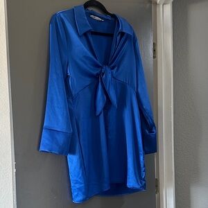 Zara Royal Blue Tie-Front Blouse